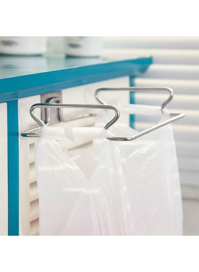 2 Pack Stainless Steel Trash Bag Holder, Garbage Storage Bags Rack, Hanging Garbage Bag Storage Organizer Rack for Kitchen Cabinets Doors and Cupboards Towel Gloves Hanger - Image 3